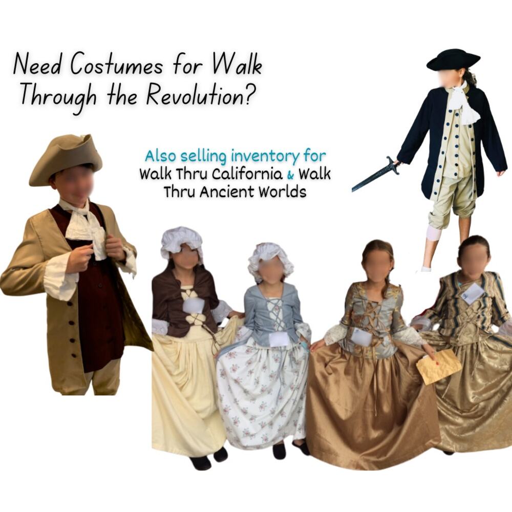 Hamilton Colonial Boys Girls Costume Cosplay LARP Walk Thu Revolution History